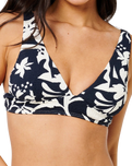 Topanga Geo Deep V Bikini Top in Black