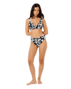 Topanga Geo Deep V Bikini Top in Black