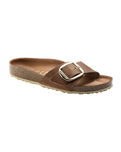 The Birkenstock Womens Madrid Big Buckle Sandals in Cognac