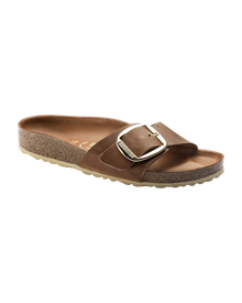 The Birkenstock Womens Madrid Big Buckle Sandals in Cognac