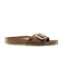 The Birkenstock Womens Madrid Big Buckle Sandals in Cognac