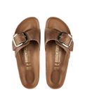 The Birkenstock Womens Madrid Big Buckle Sandals in Cognac