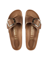 The Birkenstock Womens Madrid Big Buckle Sandals in Cognac