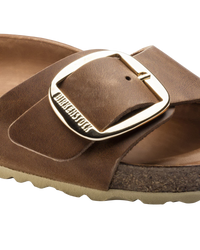 The Birkenstock Womens Madrid Big Buckle Sandals in Cognac