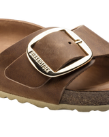 The Birkenstock Womens Madrid Big Buckle Sandals in Cognac