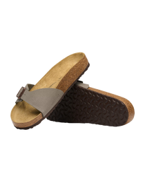 Madrid Birko-Flor Nubuck Sandals in Stone