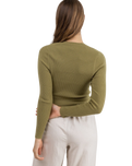 Andie Long Sleeve Knit Top in Olive