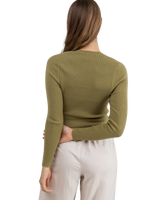 Andie Long Sleeve Knit Top in Olive