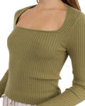 Andie Long Sleeve Knit Top in Olive