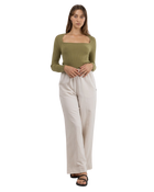 Andie Long Sleeve Knit Top in Olive