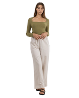 Andie Long Sleeve Knit Top in Olive