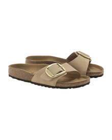 The Birkenstock Womens Madrid Big Buckle Sandals in Sandcastle