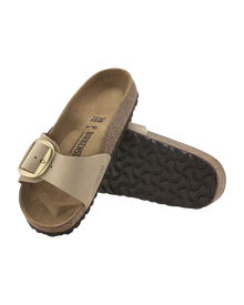 The Birkenstock Womens Madrid Big Buckle Sandals in Sandcastle