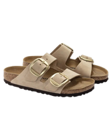 The Birkenstock Arizona Big Buckle Nubuk Leather Sandals in Cream