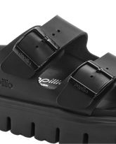 The Birkenstock Womens Papillio Arizona Chunky Natural Leather Sandals in Black