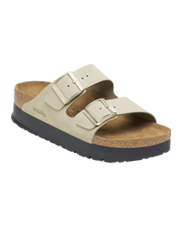 The Birkenstock Womens Papillio Arizona Platform Nubuck Sandals in Eucalyptus