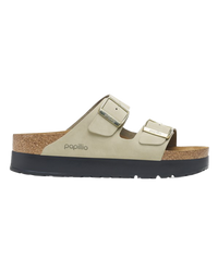 The Birkenstock Womens Papillio Arizona Platform Nubuck Sandals in Eucalyptus