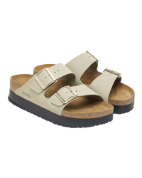 The Birkenstock Womens Papillio Arizona Platform Nubuck Sandals in Eucalyptus