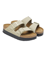 The Birkenstock Womens Papillio Arizona Platform Nubuck Sandals in Eucalyptus