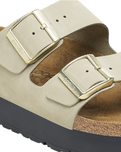 The Birkenstock Womens Papillio Arizona Platform Nubuck Sandals in Eucalyptus