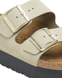 The Birkenstock Womens Papillio Arizona Platform Nubuck Sandals in Eucalyptus