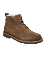 The Birkenstock Womens Uppsala Mid Shearling Suede Leather Boots in Dark Tea