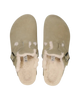 The Birkenstock Womens Boston Shearling Suede Leather Sandals in Taupe