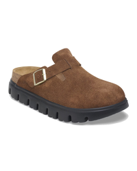 The Birkenstock Womens Papillio Boston Chunky Suede Leather Sandals in Dark Tea & Black