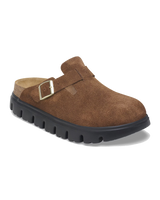 The Birkenstock Womens Papillio Boston Chunky Suede Leather Sandals in Dark Tea & Black