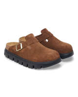 The Birkenstock Womens Papillio Boston Chunky Suede Leather Sandals in Dark Tea & Black