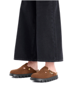 The Birkenstock Womens Papillio Boston Chunky Suede Leather Sandals in Dark Tea & Black