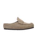 The Birkenstock Mens Naples Wrapped Suede Leather Shoes in Taupe