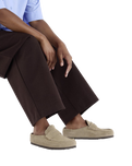 The Birkenstock Mens Naples Wrapped Suede Leather Shoes in Taupe