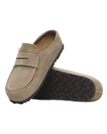 The Birkenstock Mens Naples Wrapped Suede Leather Shoes in Taupe