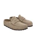 The Birkenstock Mens Naples Wrapped Suede Leather Shoes in Taupe