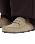The Birkenstock Mens Naples Wrapped Suede Leather Shoes in Taupe