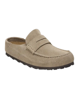 The Birkenstock Womens Naples 2.0 Suede Leather Shoes in Taupe