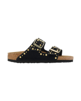 The Birkenstock Womens Arizona Rivets Suede Leather Sandals in Black
