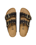The Birkenstock Womens Arizona Rivets Suede Leather Sandals in Black