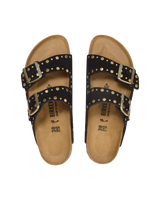 The Birkenstock Womens Arizona Rivets Suede Leather Sandals in Black