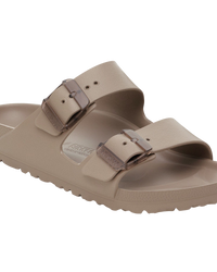 The Birkenstock Womens Arizona Stealth Buckle EVA Sandals in Gray Taupe