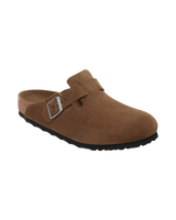 Boston Soft Footbed Suede Leather Sandals in Dark Tea