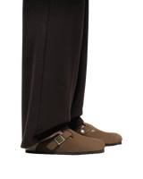 Boston Soft Footbed Suede Leather Sandals in Dark Tea