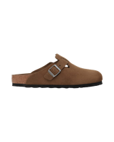 Womens Boston Soft Footbed Suede Leather Sandals in Dark Tea