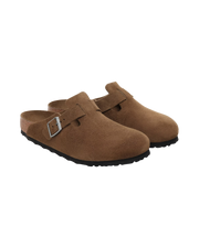 Womens Boston Soft Footbed Suede Leather Sandals in Dark Tea