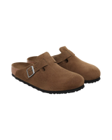 Womens Boston Soft Footbed Suede Leather Sandals in Dark Tea