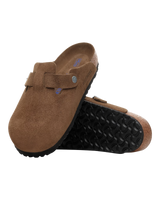 Womens Boston Soft Footbed Suede Leather Sandals in Dark Tea