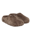 Amsterdam Wrapped Shearling Slippers in Gray Taupe