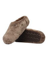 Amsterdam Wrapped Shearling Slippers in Gray Taupe