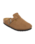 The Birkenstock Womens Womens Boston Suede Leather Clogs in Dark Tea